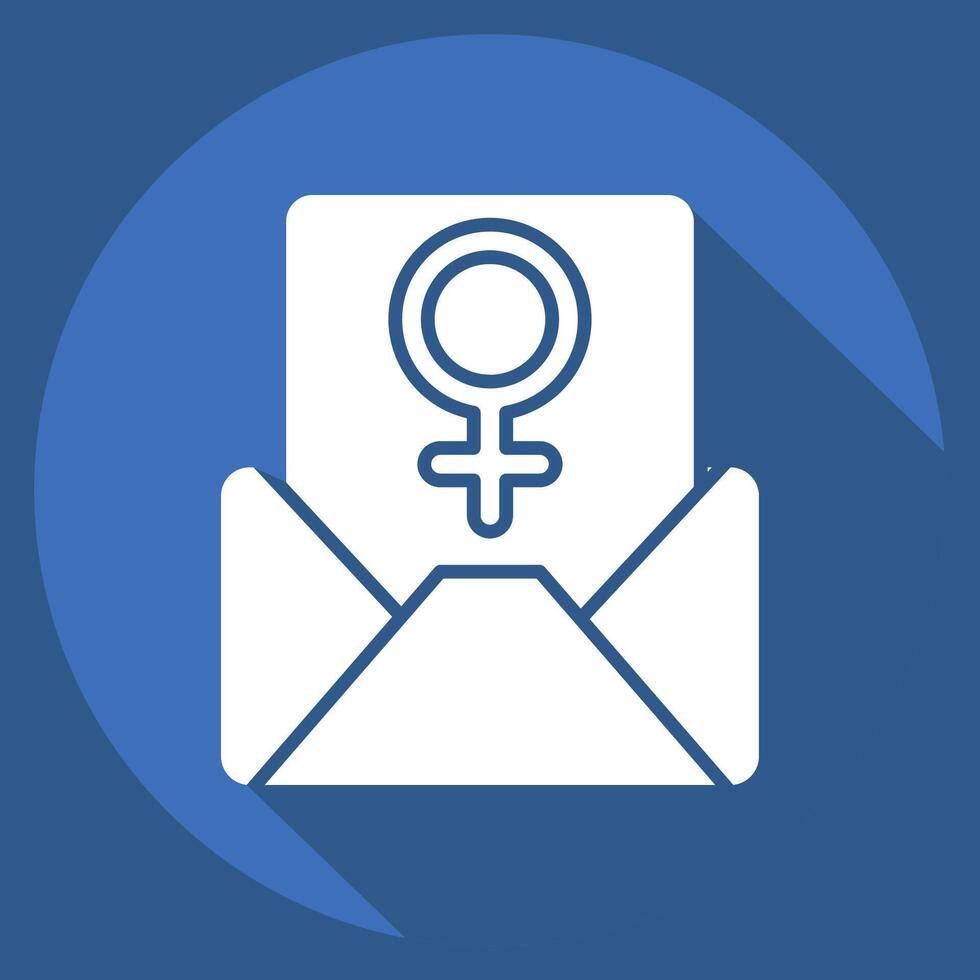 Icon Mail. related to Woman Day symbol. long shadow style. simple design illustration vector