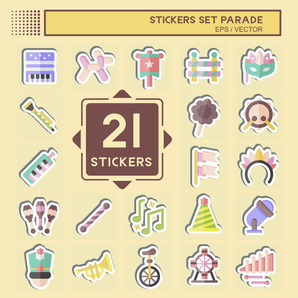Sticker Set Parade. related to Festival symbol. simple design illustration vector
