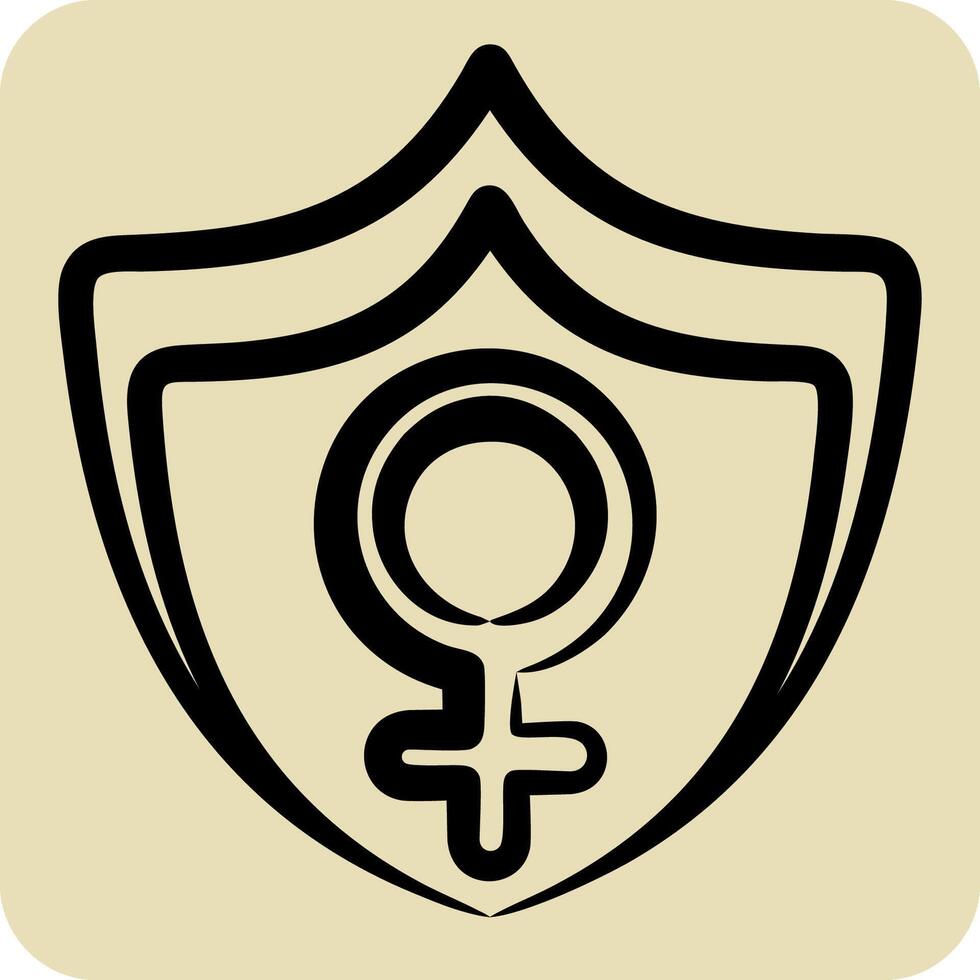 Icon Protection. related to Woman Day symbol. hand drawn style. simple design illustration vector