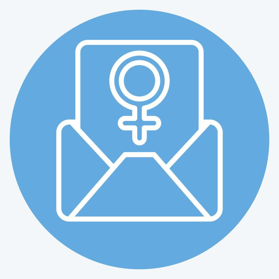 icono correo. relacionado a mujer día símbolo. azul ojos estilo. sencillo diseño ilustración vector