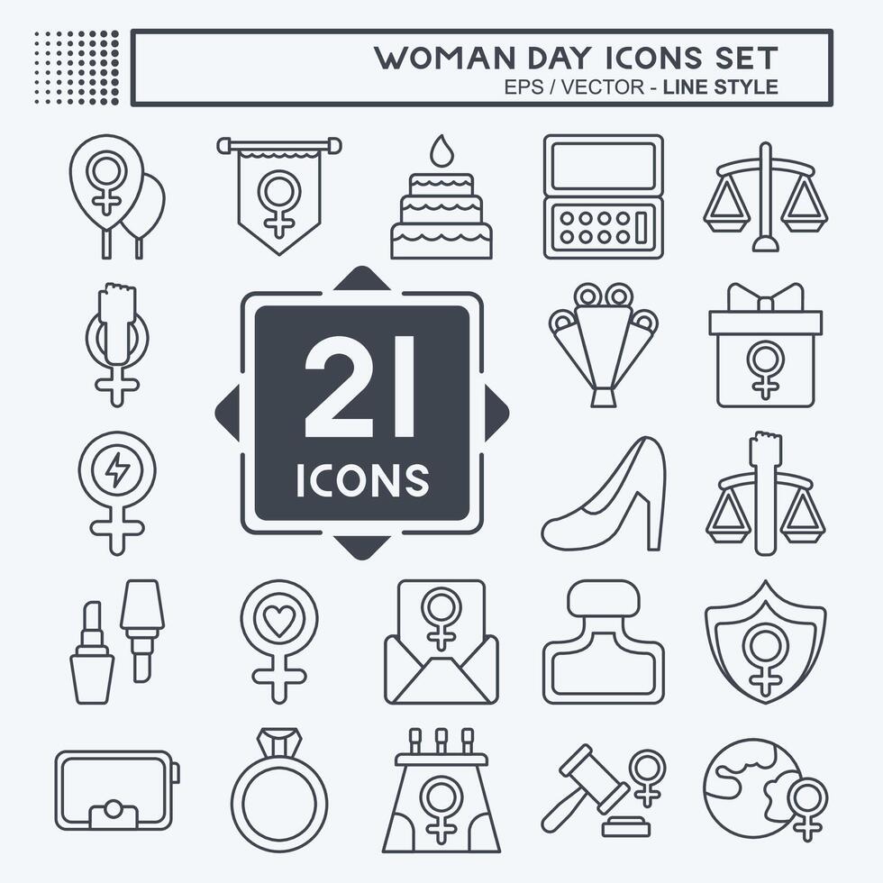 Icon Set Woman Day. related to Women Justice symbol. line style. simple design illustration vector