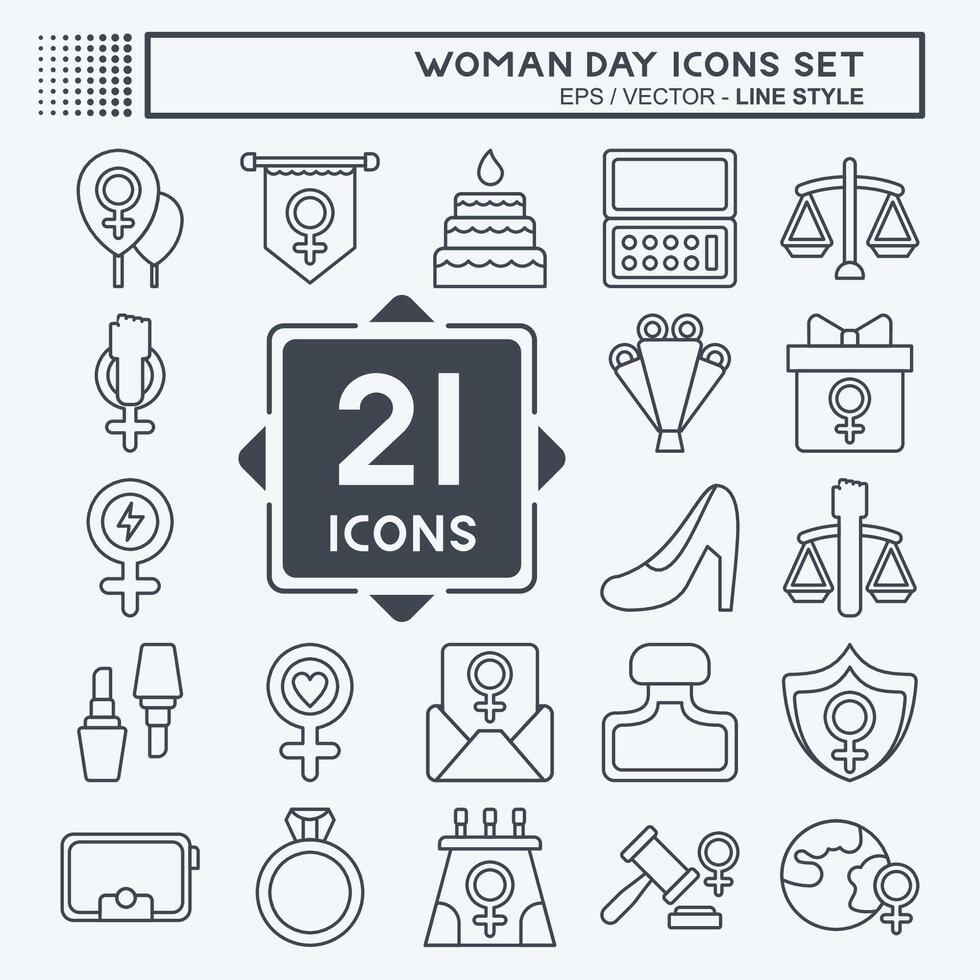 Icon Set Woman Day. related to Women Justice symbol. line style. simple design illustration vector