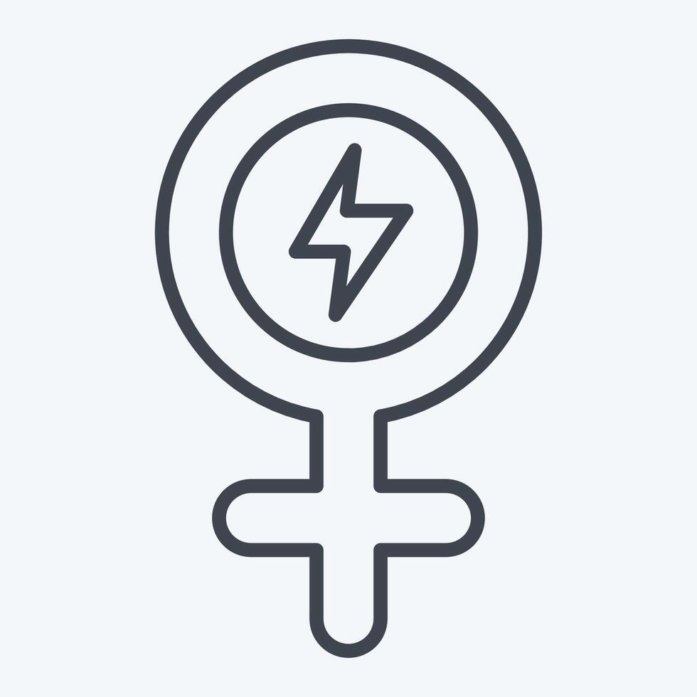 Icon Girl Power. related to Woman Day symbol. line style. simple design illustration vector