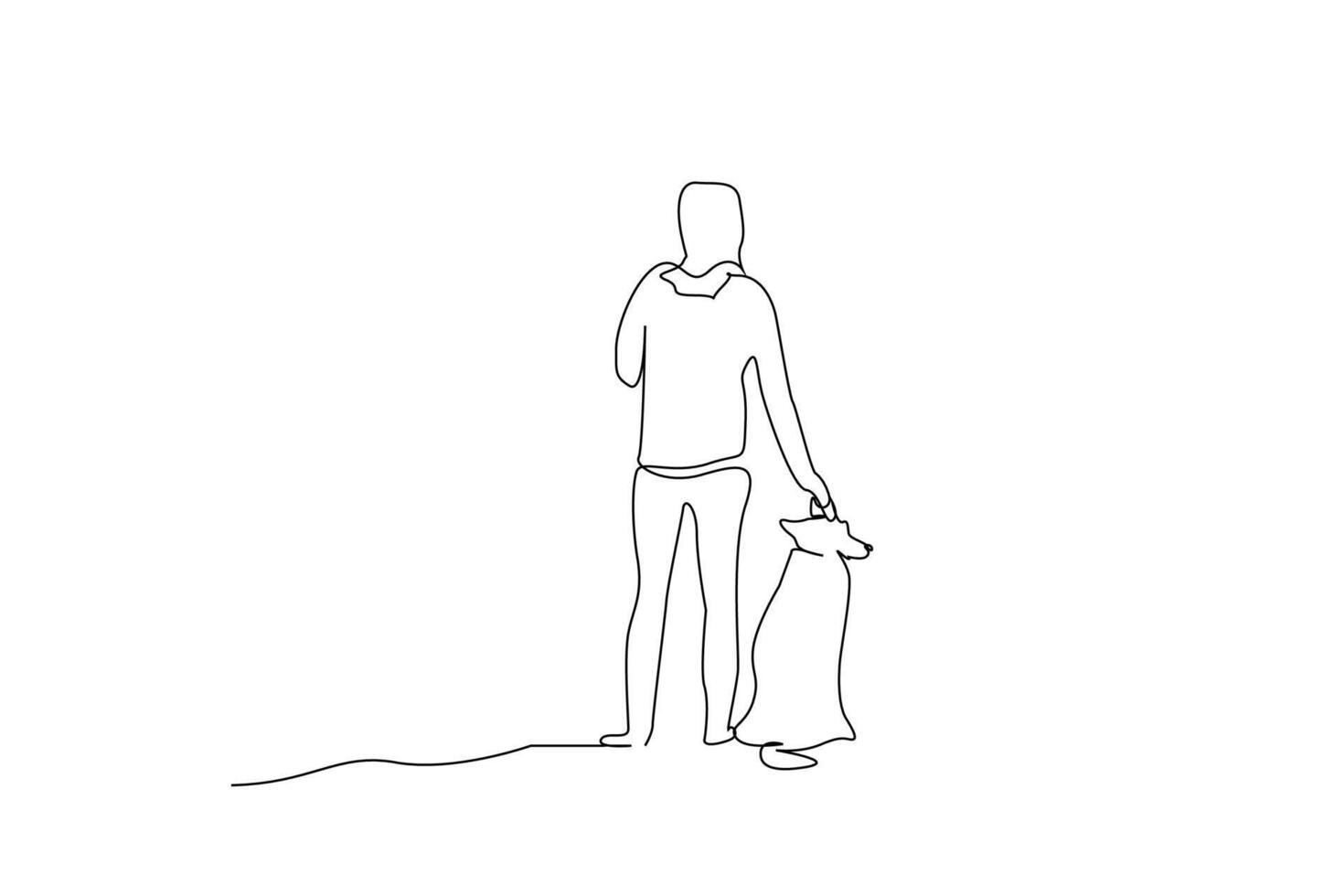 young woman with dog active outdoor life lifestyle full body length line art design vector