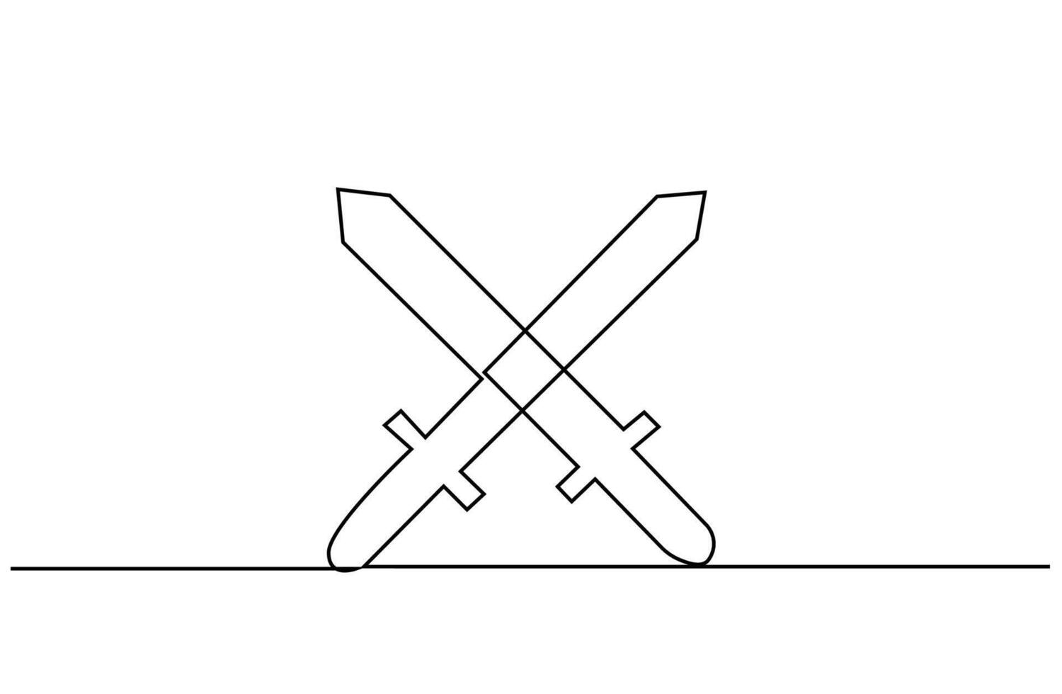 two swords war object line art design vector