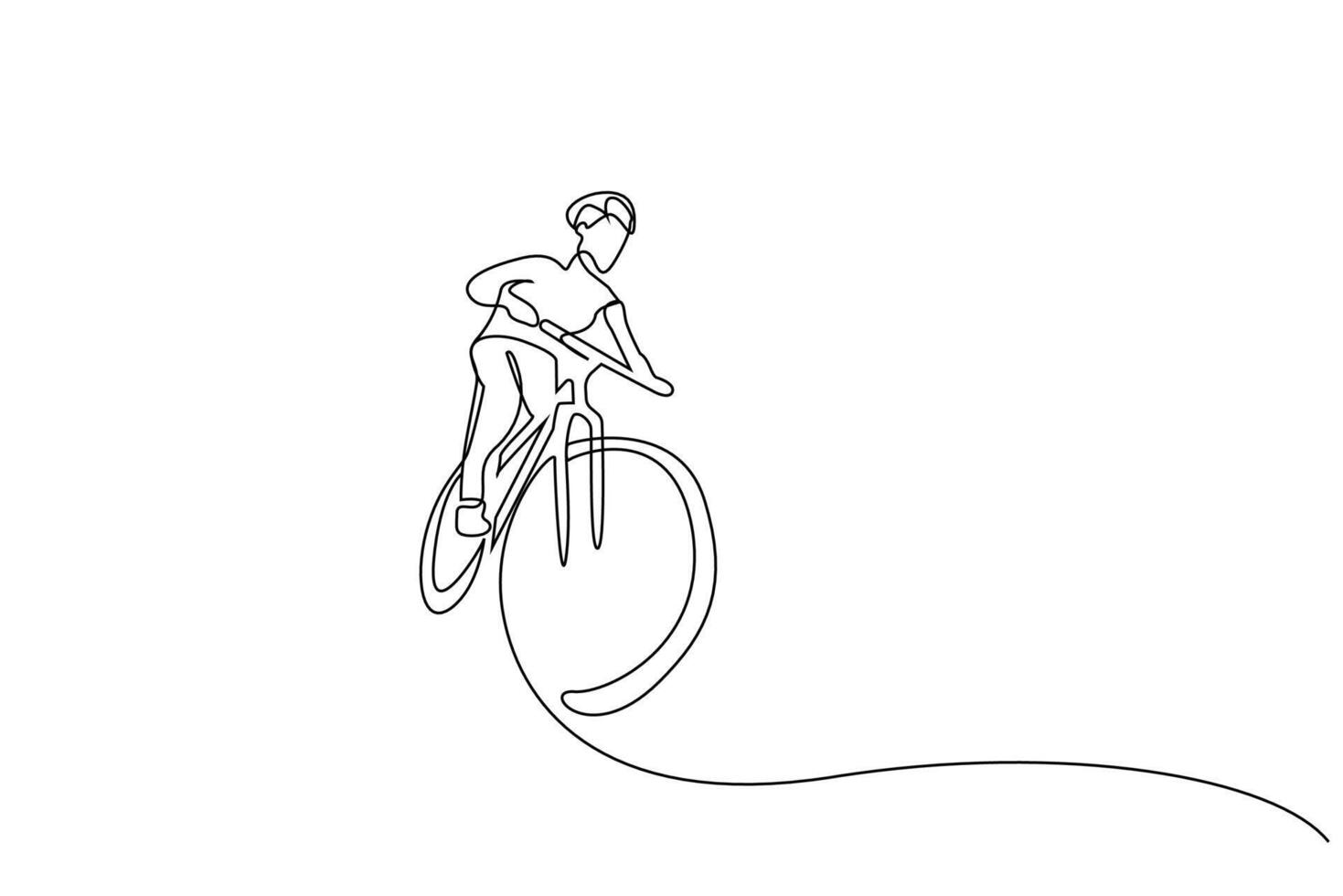 humano persona masculino bicicleta actividad deporte divertido carrera al aire libre uno línea Arte diseño vector