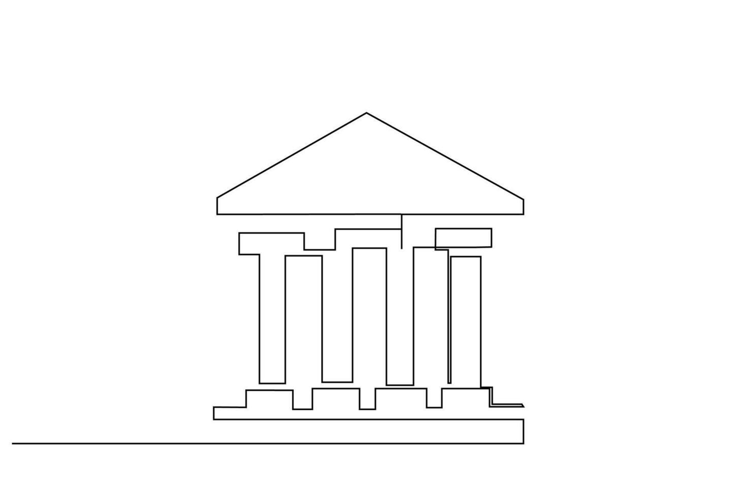 bank columns structure old greek romanian finance building one line art design vector