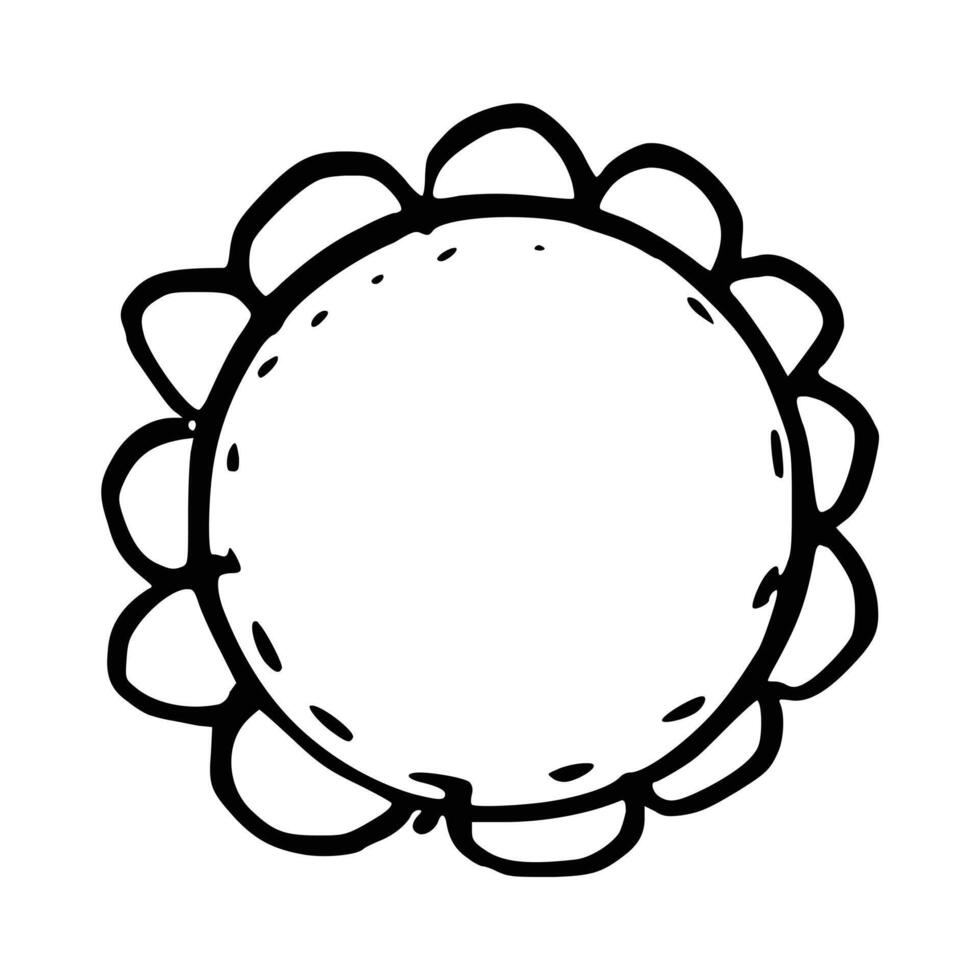 Doodle scallop border frame element vector