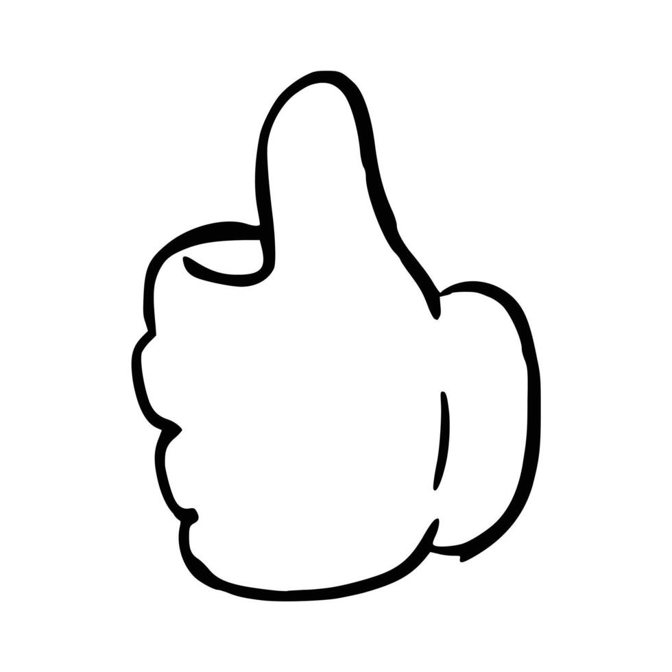 Doodle Thumbs up like. finger hand gesture. Approve symbol. vector