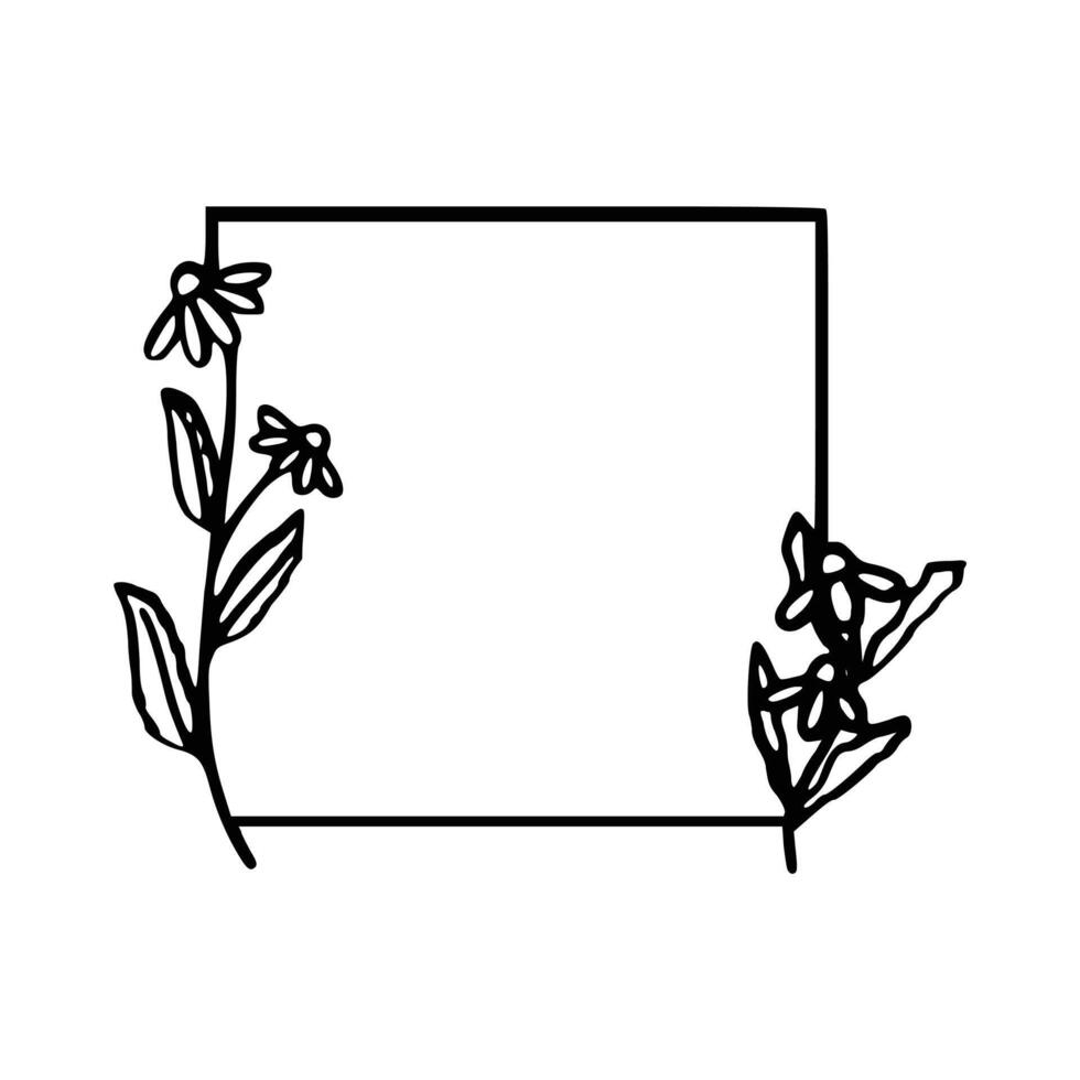 Wedding botanical Frame. leaves and flowers. vector