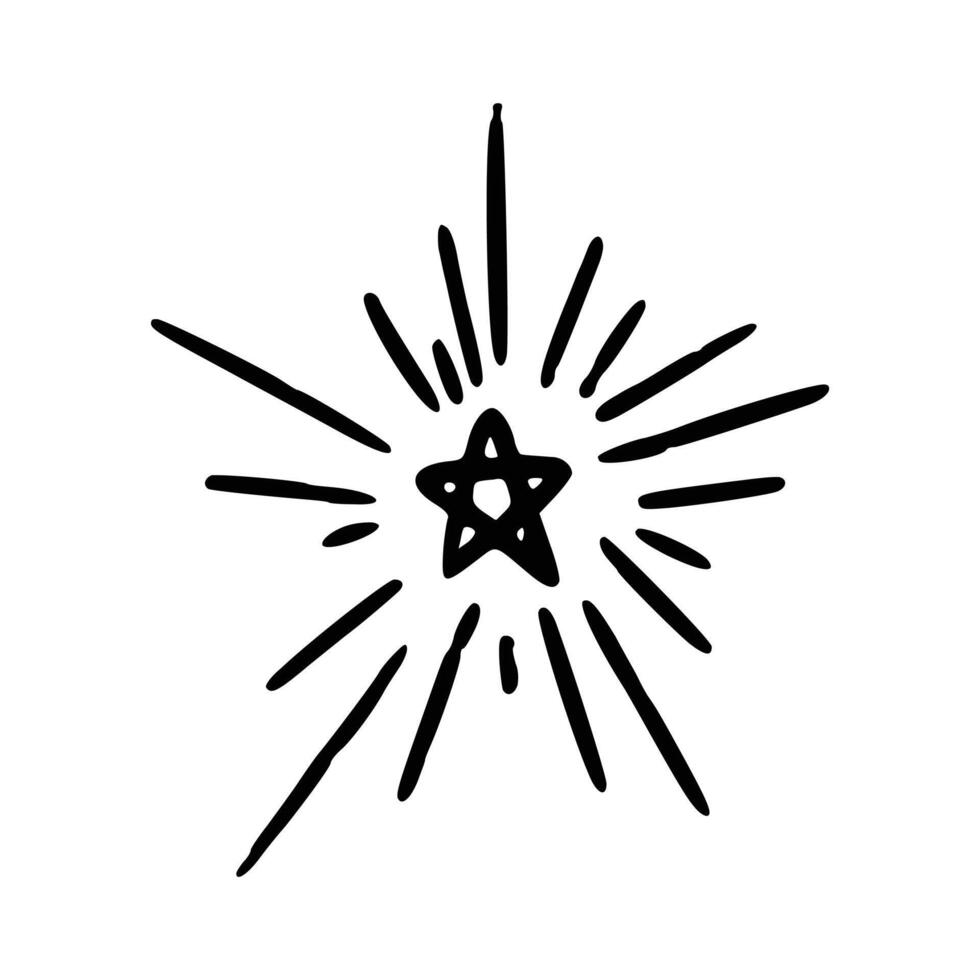 Doodle Star. twinkling stars. sparkles, shining burst. vector