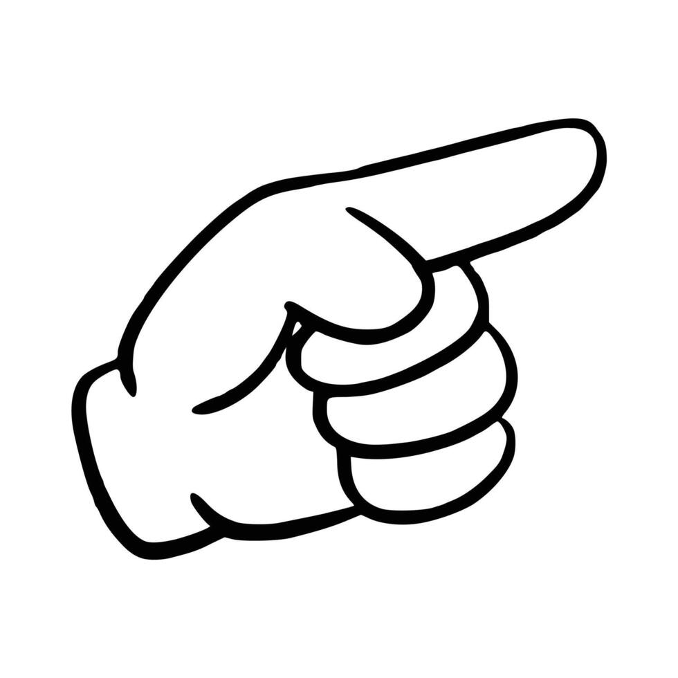 Doodle Pointing hand finger gesture vector