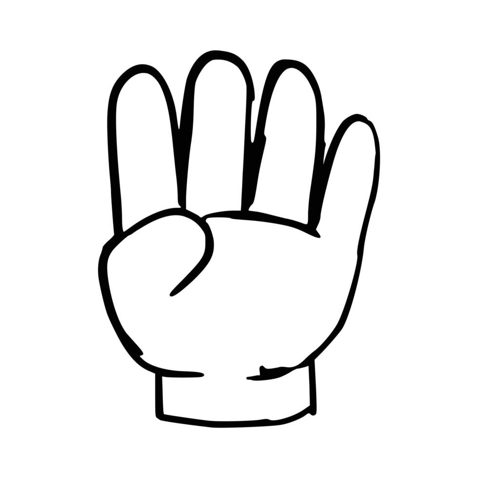 Doodle Four finger gesture. finger hand gesture. vector