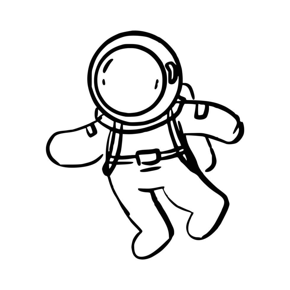 Doodle Astronauts floating in space vector