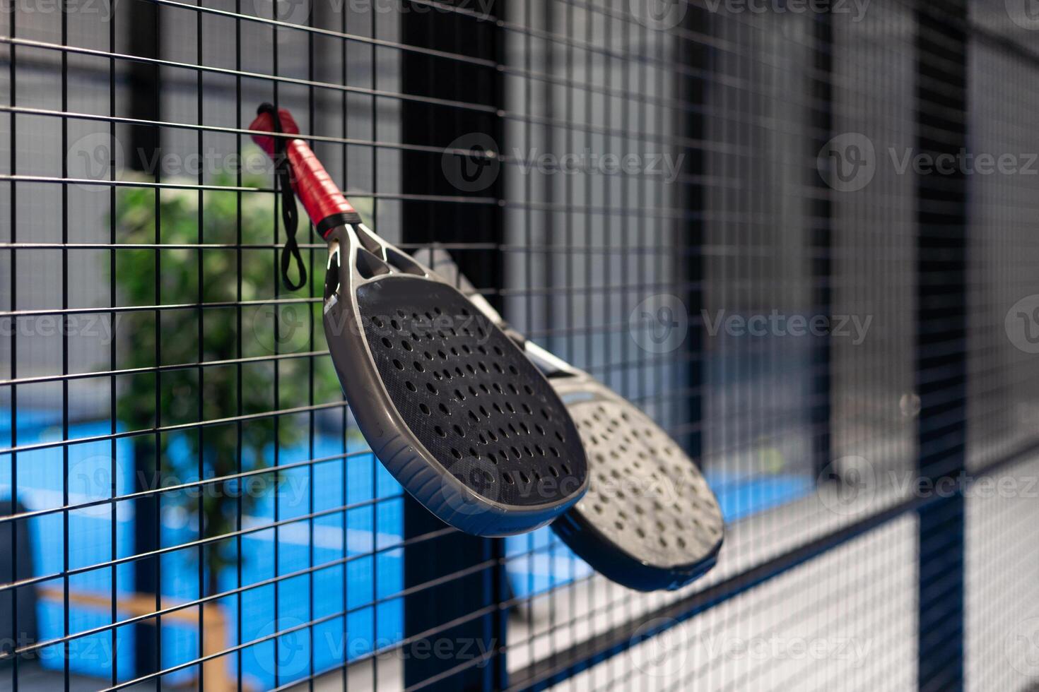 paddle rackets on the playing court photo