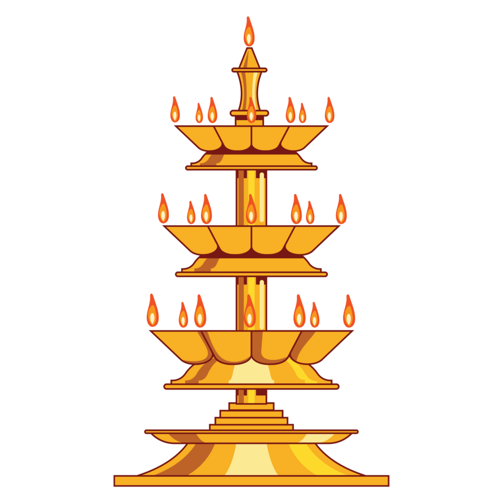 golden hindu temple with candles on top png
