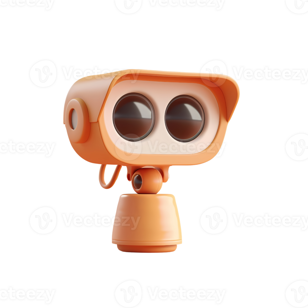 3D render clay style ,CCTV camera pastel color,realistic object. png