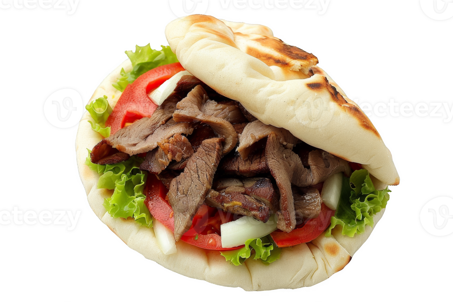 Freshly Made Gyro With Grilled Meat and Vegetables png