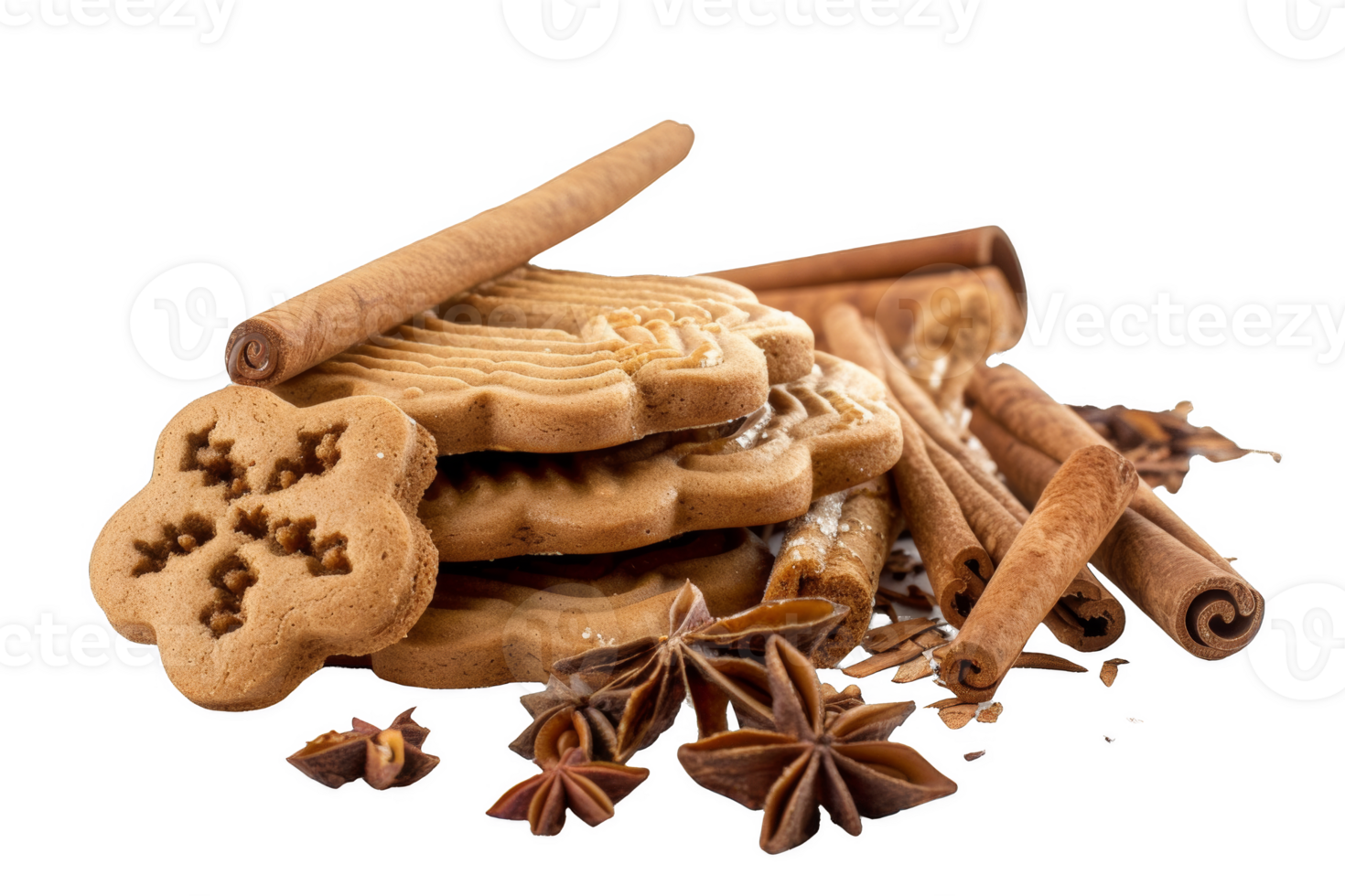 Heap of Cookies With Cinnamons and Star Anise png