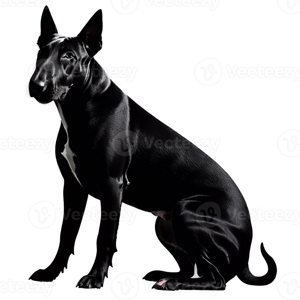 Silhouette of Bull Terrier Dog isolated on transparent background png