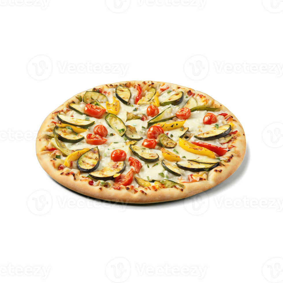 Grilled vegetable pizza with a thin crust and a sprinkle of Parmesan cheese Summer food png