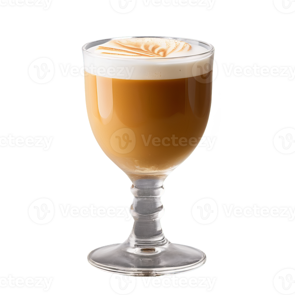 Smoked butterscotch latte in a clear glass cup showcasing the rich smoky notes of smoked png