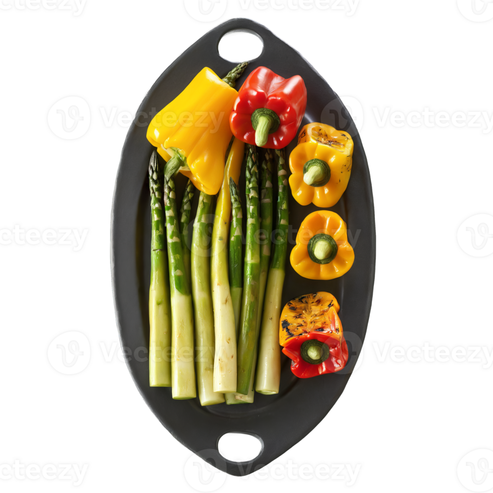 Grilled vegetable platter with asparagus bell peppers and zucchini lightly seasoned Summer food concept png