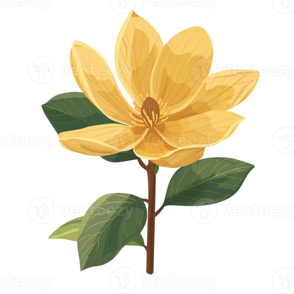 yellow magnolia flower in the style of clip art png