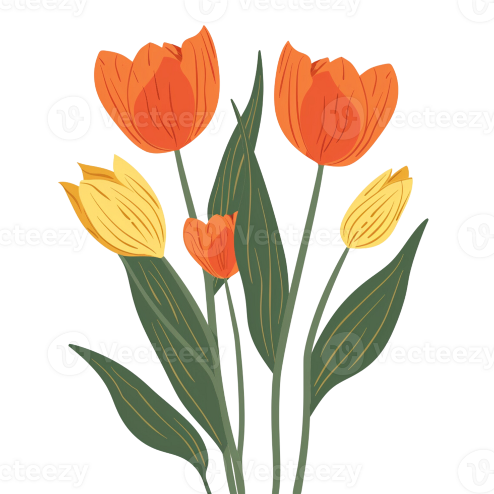 flower illustration in the style of flat png