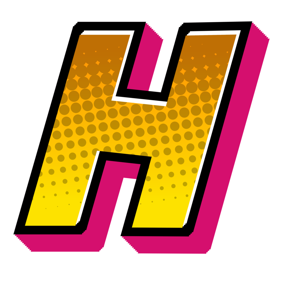 Comic Halftone Alphabet Letter and Number png