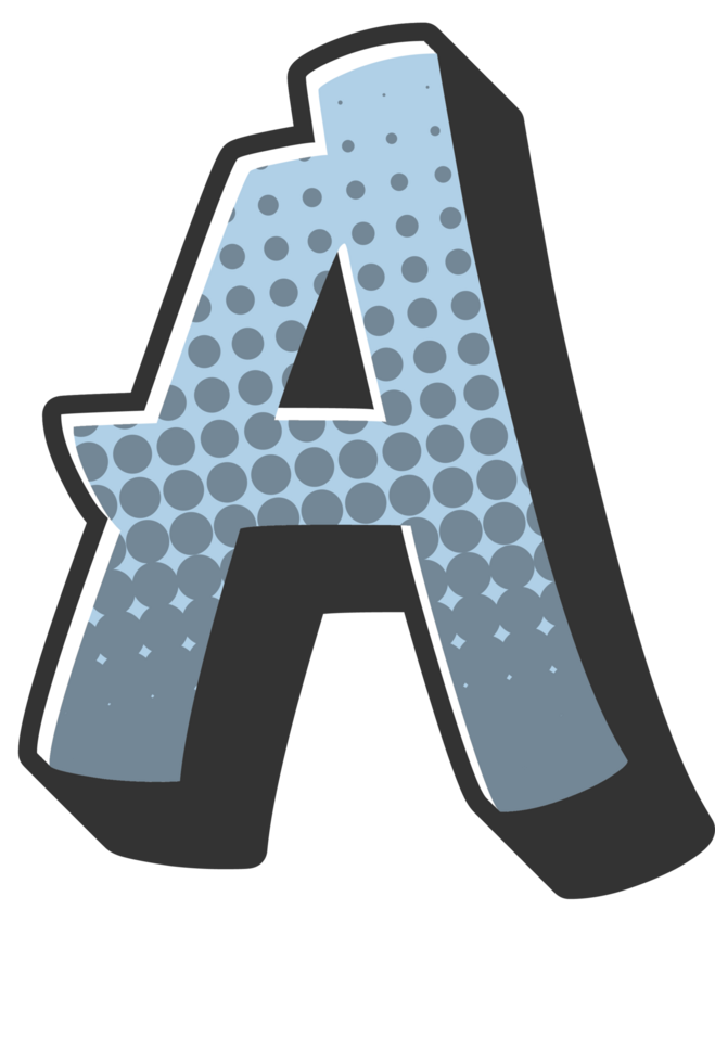 Comic Halftone Alphabet Letter and Number png