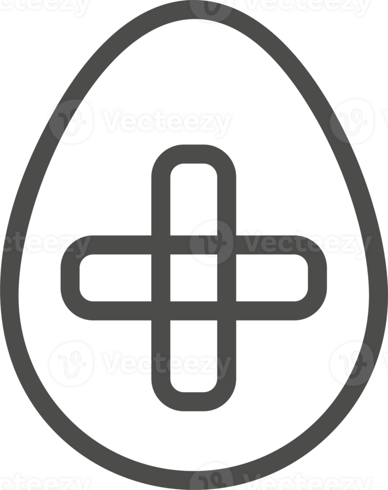 Easter egg icon. Christian religious outline symbol with cross. Pictogram for holly spring holiday. png