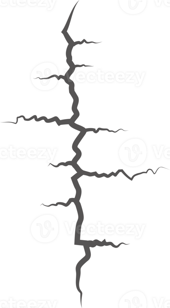 des fissures sur mur, Terre ou pierre. rayures lignes sur surfaces. foudre et orage illustrations. fissure sur sol et glace. graphique explosions textures avec des trous. png