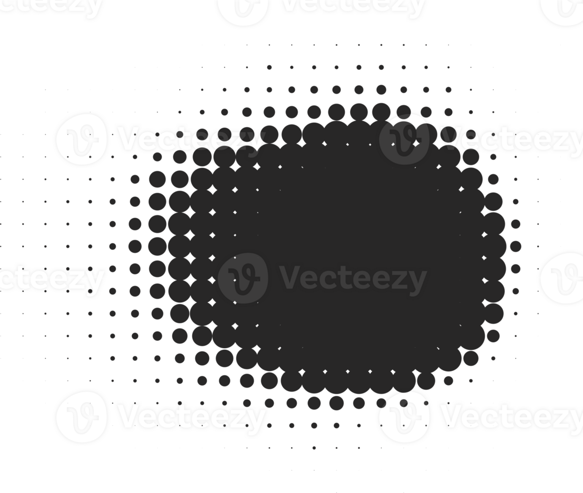 Halftone dotted shape. Paint blob with noisy effect. Abstract splatter circle shape. png