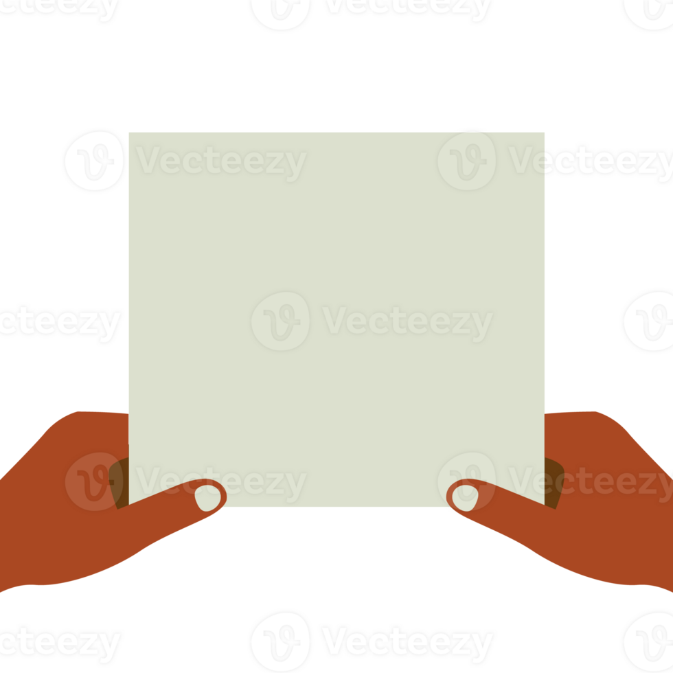 Blank sheet of paper in hand. Empty business document for presentation. png
