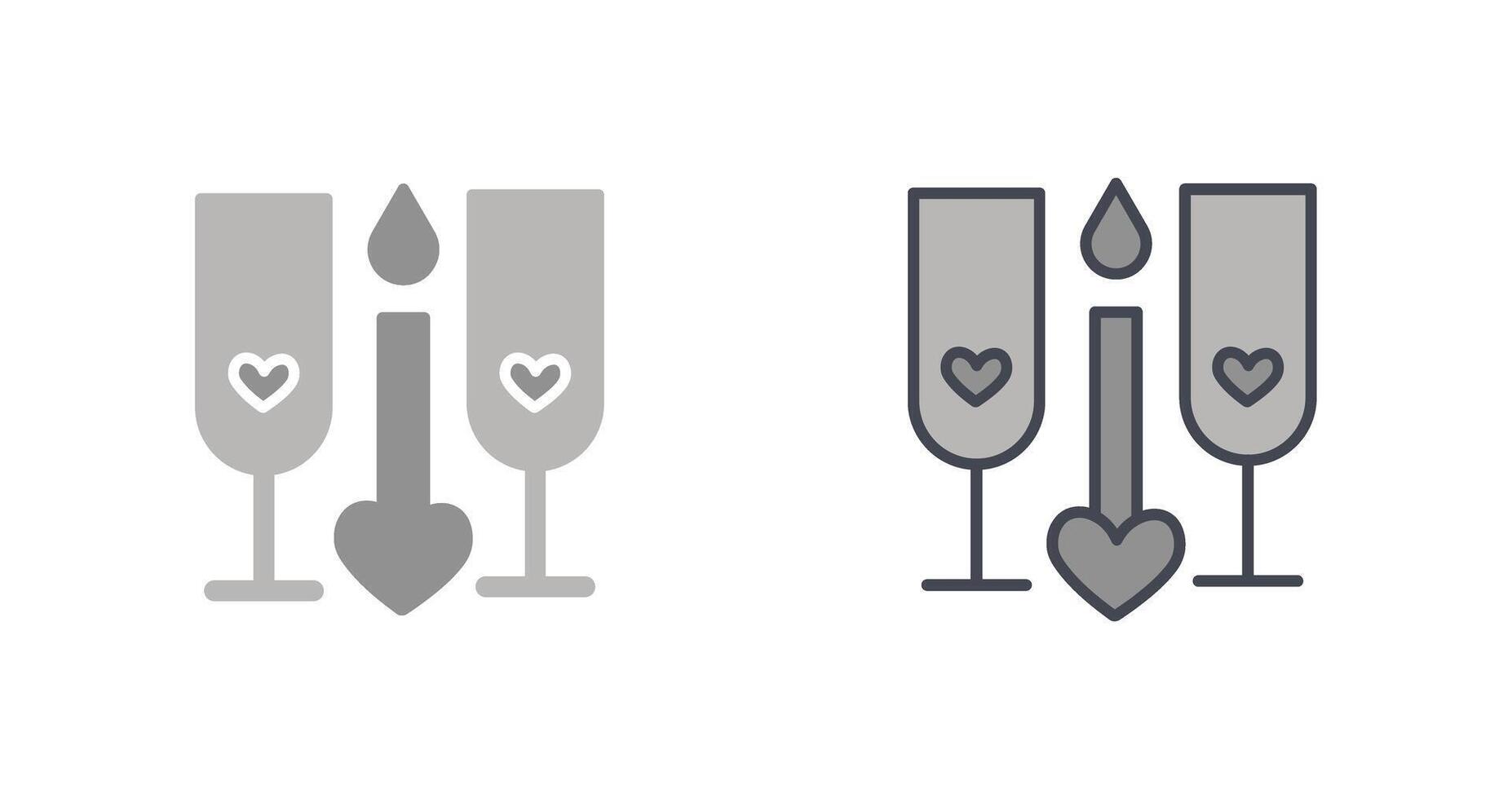 Two Glasses Romantic Icon Design vector