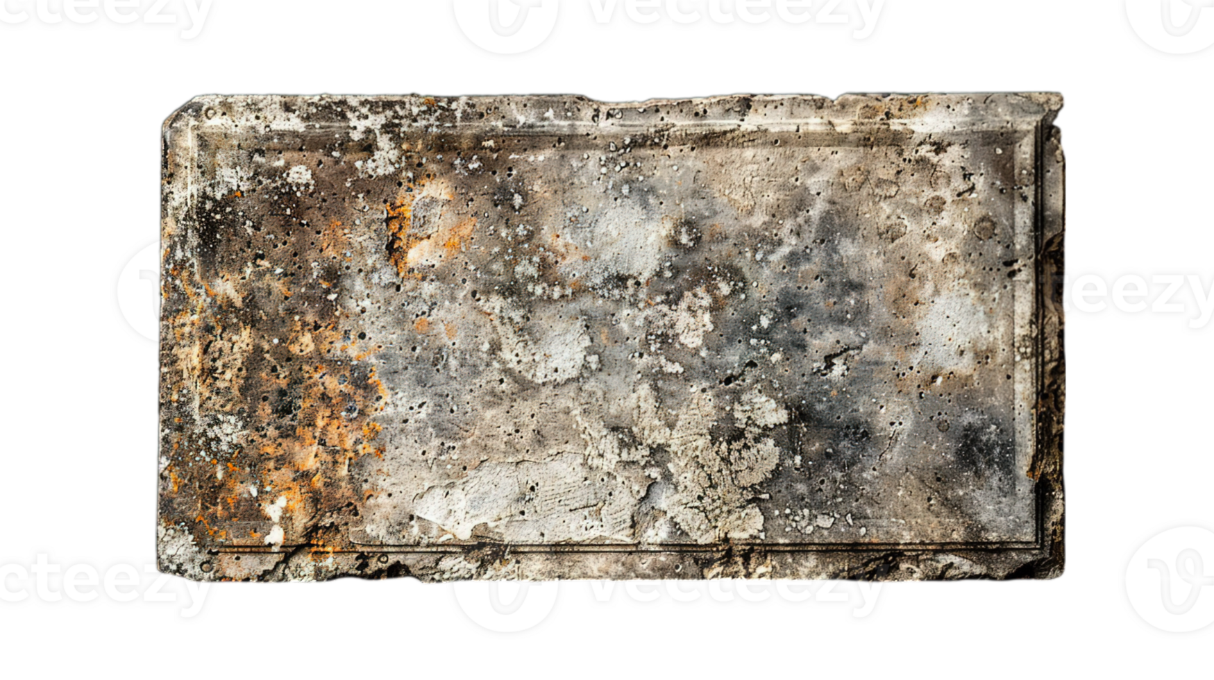 Aged stone block with rich patina, perfect for architecture projects and textured design elements png