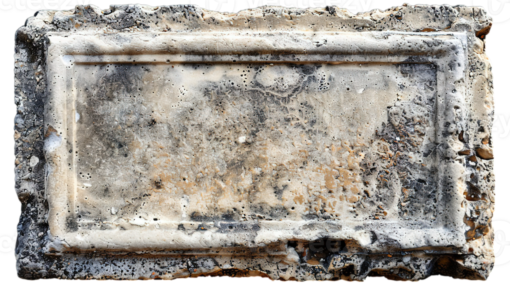 Aged stone block with rich patina, perfect for architecture projects and textured design elements png