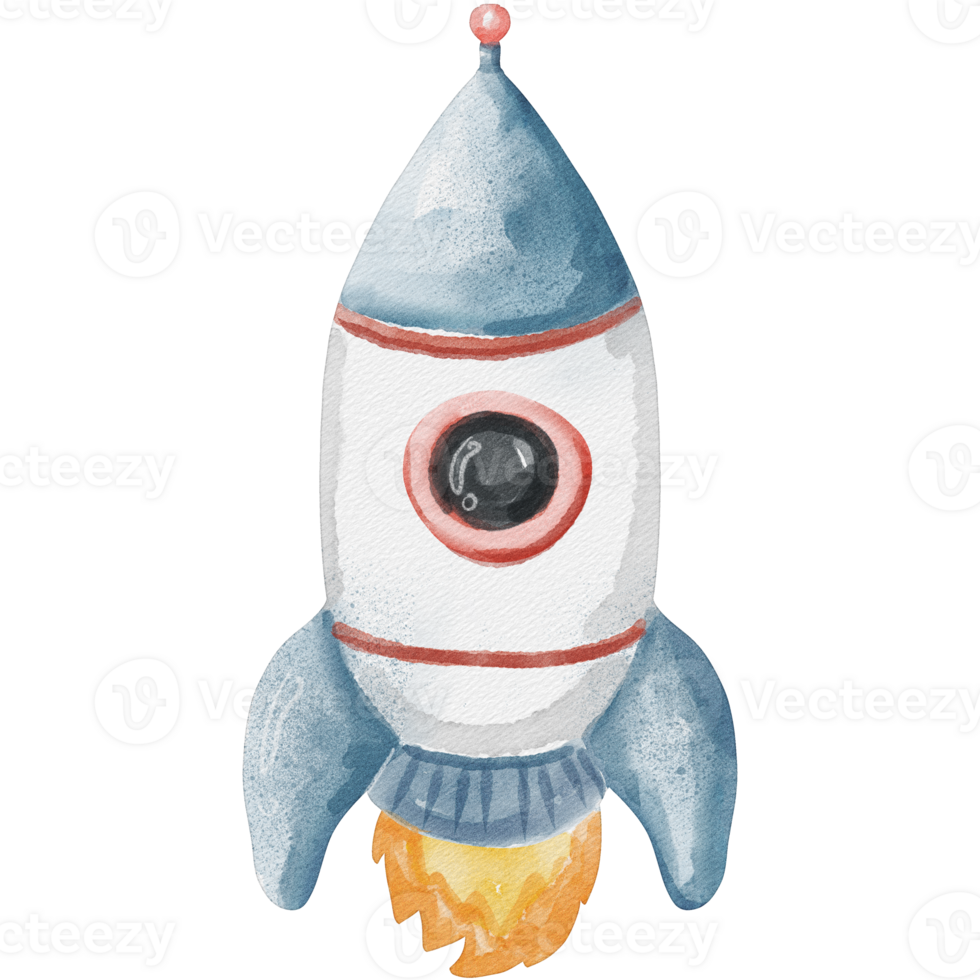 watercolor rocket painting clip art png