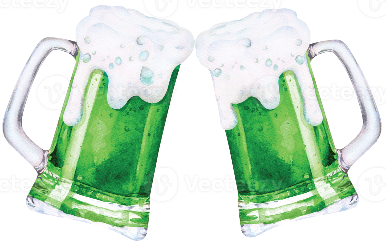 St patricks day, holidays and celebration concept. Two glasses of green beer. png