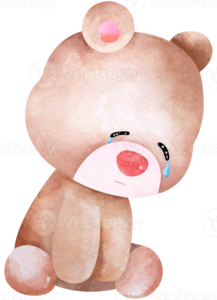 Cartoon Bear crying.Sad teddy bear.Cute animal character. png