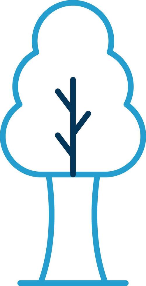 Tree Line Blue Two Color Icon vector