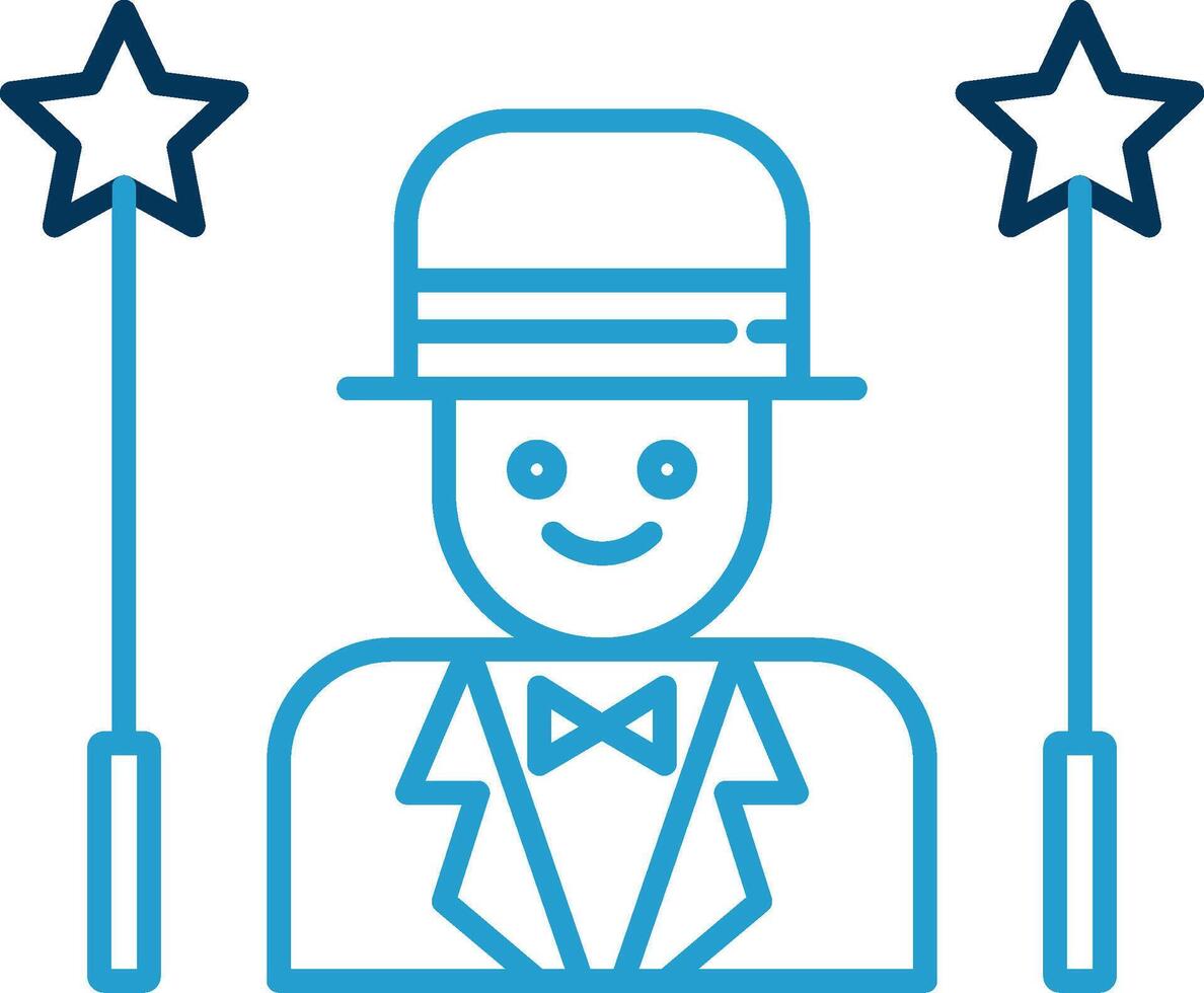 Magician Line Blue Two Color Icon vector