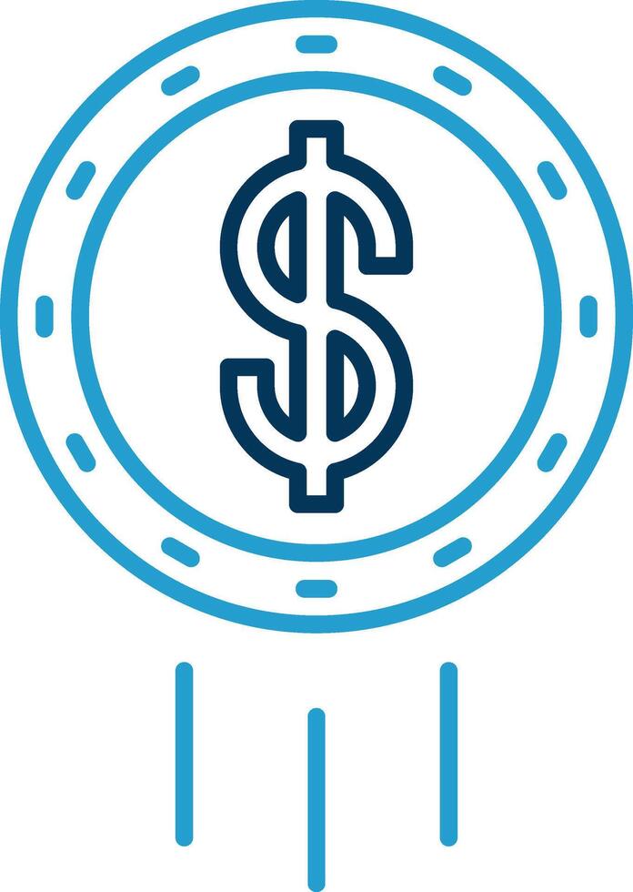 Dollar Coin Line Blue Two Color Icon vector