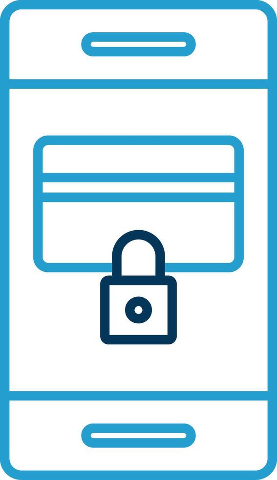 Secure Payment Line Blue Two Color Icon vector