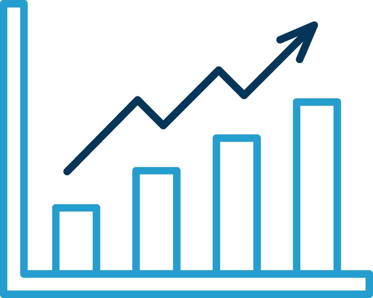 crecimiento grafico línea azul dos color icono vector