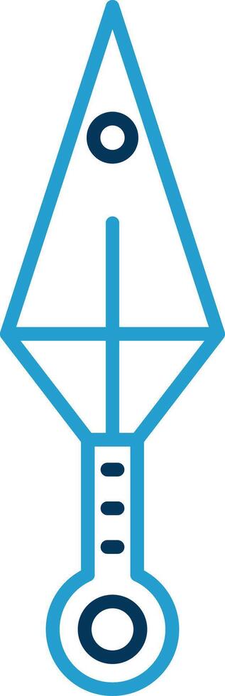 Kunai Line Blue Two Color Icon vector