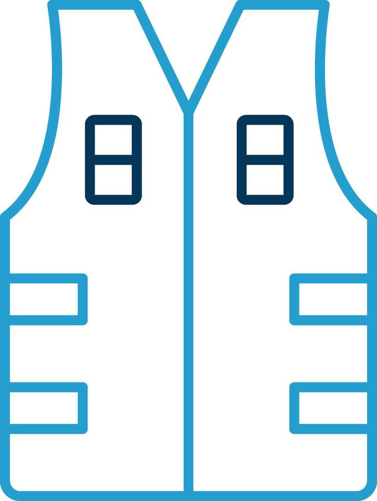 Bullet Proof Vest Line Blue Two Color Icon vector
