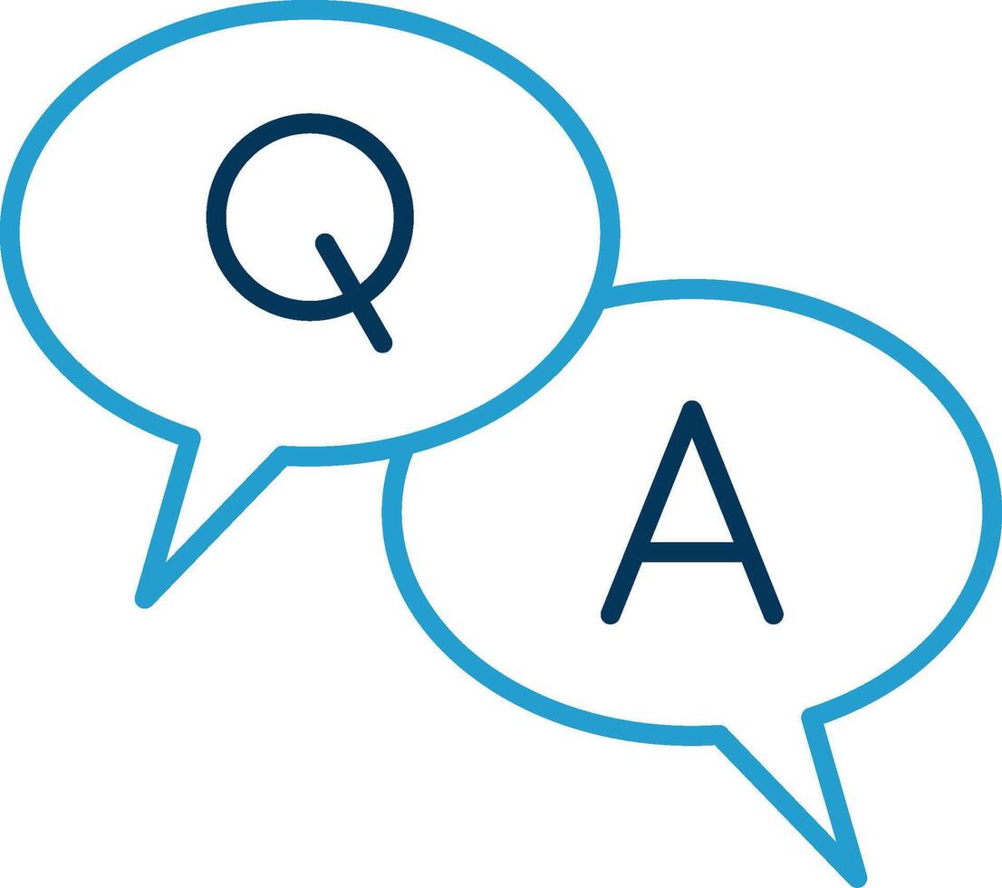 Question And Answer Line Blue Two Color Icon vector
