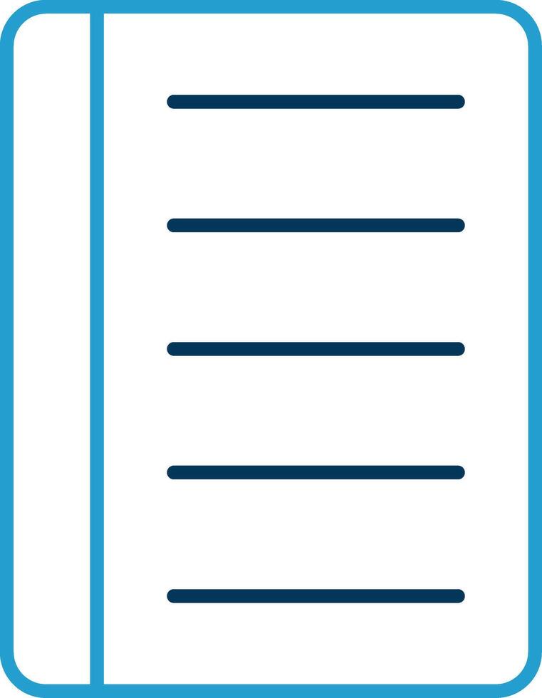 cuaderno línea azul dos color icono vector